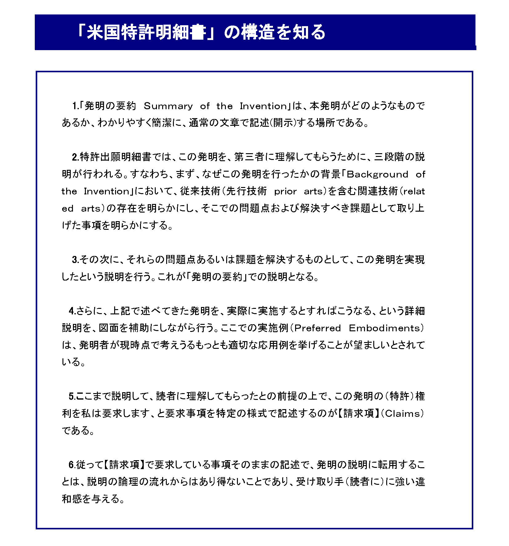 「米国特許明細書」の構造を知る