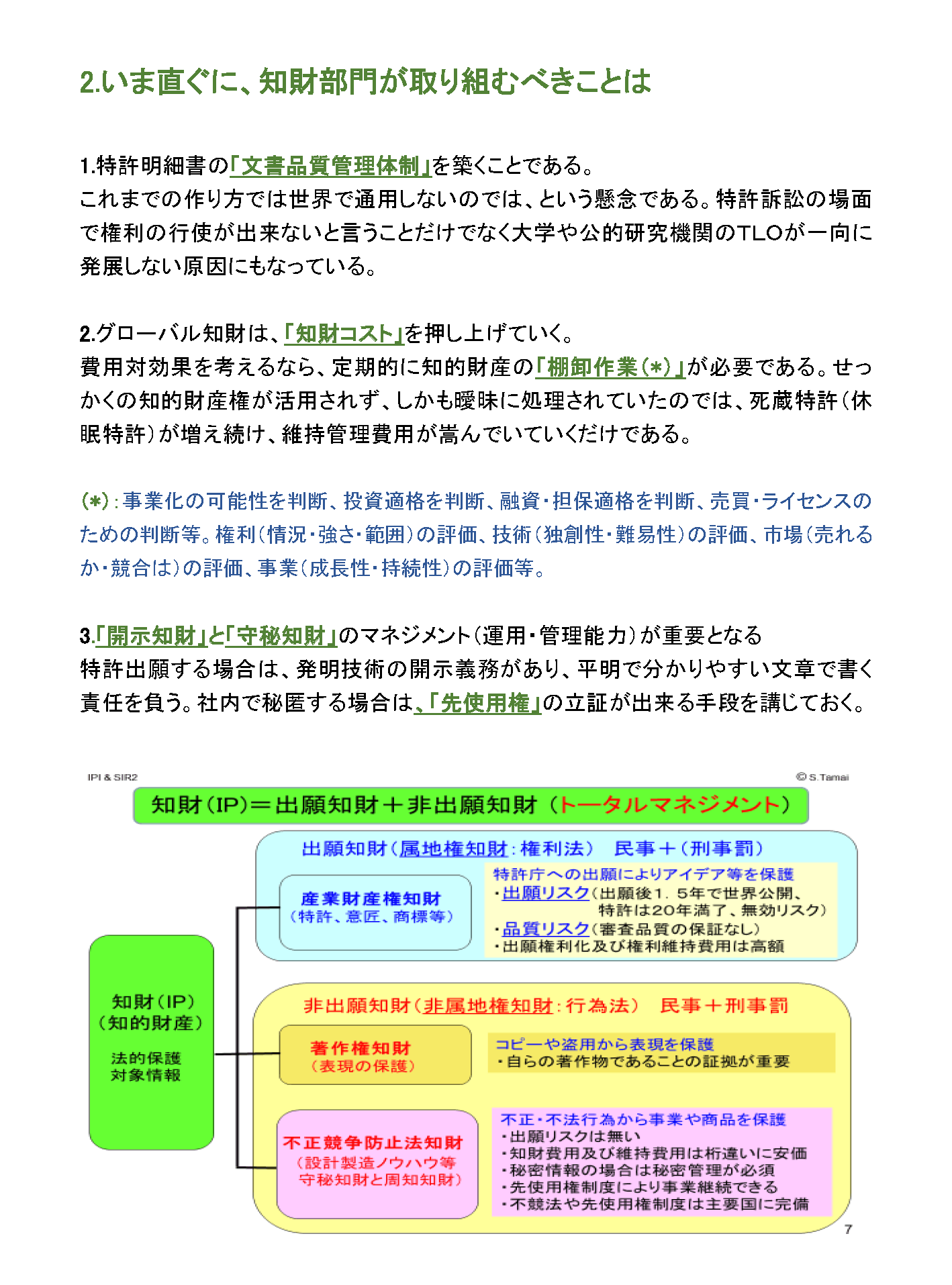 いま直ぐに、知財部門が取り組むべきことは